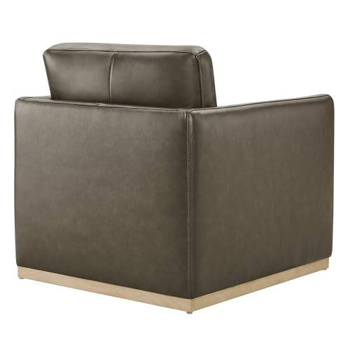 CHITA Genuine Leather Swivel Chair, Wood Frame, Fully Assembled, Mink Brown | Leather Arm Chair with 360° Swivel Solid Wood Base, Mid Century Modern Living Room Chair, 33"Dx30"Wx33"H, 300 Lb Capacity - color: Mink Brown