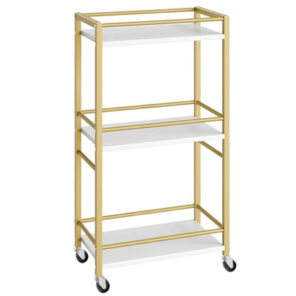 MAHANCRIS Bar Cart for The Home, 3-Tier Drink Cart on Wheels, Home Bar Serving Cart, Mini Bar Cart for Small Space, Rolling Kitchen Carts for Bar, Kitchen, Dining Room, Gold RCJW4001 - style: Modern