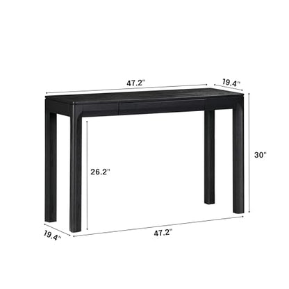 Flow 47-Inch Console Table, Modern Solid Wood Entryway Table with Hidden Drawer, Waterproof & Heat Resistant, Narrow Table for Hallway, Living Room & Foyer, Burnt Black - color: Burnt Black, size: 47 Inch, style: Console