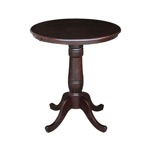International Concepts 30" Round Wood Counter Height Dining Table in Rich Brown - color: Rich Mocha