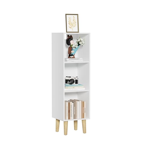3 Cube Bookcase, Wooden Book Shelf Cube Storage Organizer with Legs, 3 Tier Bookshelf Freestanding Open Shelves for Bedroom, Living Room, Home Office (White, 3 Cube) - color: White, size: 3 Cube