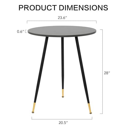 Round Dining Table, 23.6" Kitchen Dining Table with Thickened Tabletop and Metal Pedestal,Mid Century Modern Bistro Table for Dining Room,Small Places, Living Room,Cafe (Gray) - color: Grey