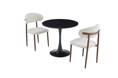 botzi 31.5 Inch Round Dining Table, Black Tulip Kitchen Table with MDF Top | Iron Matte Pedestal Base, Smooth Rounded Edges, Easy-Clean Coated Surface, For Kitchens And Small Spaces - color: Black, size: 31.5 Inches
