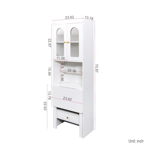 Foldable Office Desk, Fold Out Convertible Hidden Murphy Computer Desk with Storage Shelves, Multi-Function Folding Writing Table for for Small Spaces, Home Office (White.) - color: White.