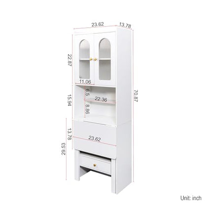 Foldable Office Desk, Fold Out Convertible Hidden Murphy Computer Desk with Storage Shelves, Multi-Function Folding Writing Table for for Small Spaces, Home Office (White.) - color: White.