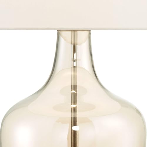 Ania 31" Large Table Lamp USB Dimmer Champagne Glass Jar Modern | USB Charging Port Clear Living Room Bedroom House Bedside Nightstand Office Off-White Tapered Drum Shade - color: Champagne Glass - USB Dimmer Included