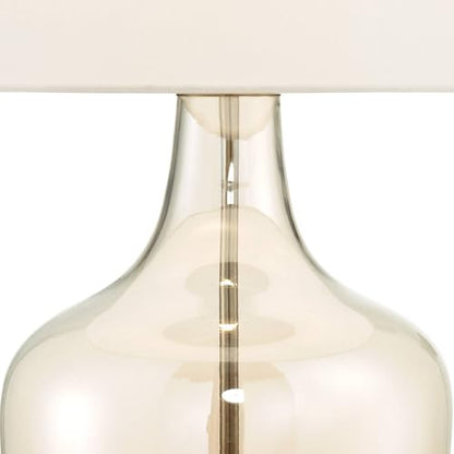 Ania 31" Large Table Lamp USB Dimmer Champagne Glass Jar Modern | USB Charging Port Clear Living Room Bedroom House Bedside Nightstand Office Off-White Tapered Drum Shade - color: Champagne Glass - USB Dimmer Included