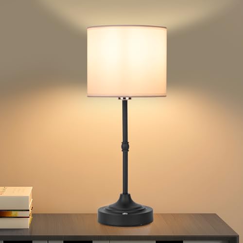 Portable Cordless Table Lamp,Built-in 5200mAH Rechargeable Battery, Dimmable Touch Wireless Light, Bed Side Metal Desk Lamp，Restaurant/Bedroom/Bar/Coffee/Night Light (Blcak) - color: Blcak