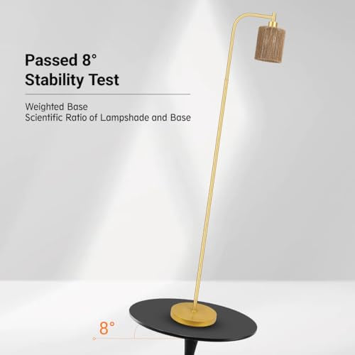 Industrial Floor Lamp, Standing Lamp with Lampshade, 6W LED Bulb Included, Modern Floor Lamp with Foot Switch, Bright LED Lamp for Living Room and Bedroom, Office - color: Gold-W