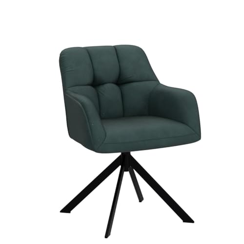 EALSON Comfy Velvet Desk Chair Modern Computer Task Chair no Wheels Swivel Accent Chair with Mid Back Arm Chair for Living Room/Bedroom/Home Office(Green) - color: Dark Green
