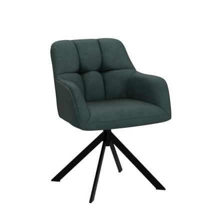 EALSON Comfy Velvet Desk Chair Modern Computer Task Chair no Wheels Swivel Accent Chair with Mid Back Arm Chair for Living Room/Bedroom/Home Office(Green) - color: Dark Green