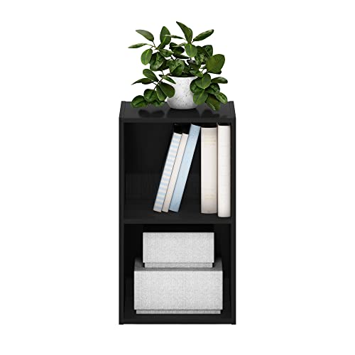 Furinno PASIR Book Shelf, 2-Tier Modern Bookshelf, Open Shelves Bookcase 9 x 12 x 21, Easy Assembly, for Living Room, Bedroom, Home Office, Blackwood - color: Blackwood, size: 2-Tier Cube