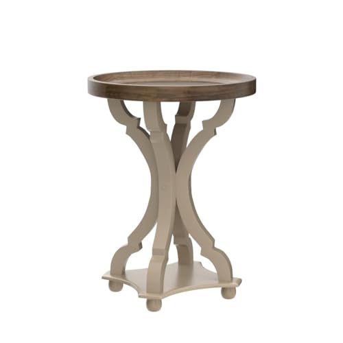 COZAYH - Farmhouse End Table Set of 2 - White Rustic Side Table | Engineered Wood, Round 18.9 in W x 25 in H, Distressed Finish, 40 lb Capacity, Easy 3-Step Assembly, Space Saving Design - size: 2-Pack End Table