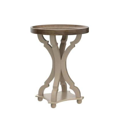 COZAYH - Farmhouse End Table Set of 2 - White Rustic Side Table | Engineered Wood, Round 18.9 in W x 25 in H, Distressed Finish, 40 lb Capacity, Easy 3-Step Assembly, Space Saving Design - size: 2-Pack End Table