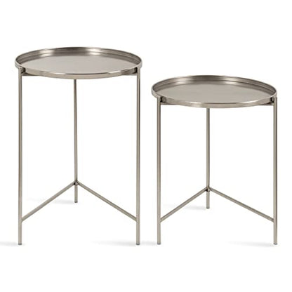 Kate and Laurel Ulani Modern Nesting Side Table; Set of 2; Silver; Sophisticated End Tables for Storage and Display - color: Silver
