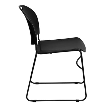 Flash Furniture HERCULES Series 880 lb. Capacity Black Ultra-Compact Stack Chair with Black Powder Coated Frame - color: Black Plastic/Black Frame, size: Set of 1