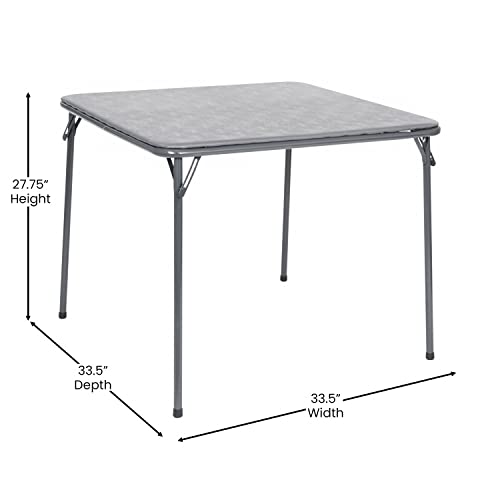 EMMA + OLIVER Gray Square Folding Card Table and Chairs Set for 4 Players | Lightweight, Easy Storage, Padded Top - color: Grey