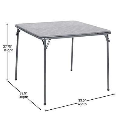 EMMA + OLIVER Gray Square Folding Card Table and Chairs Set for 4 Players | Lightweight, Easy Storage, Padded Top - color: Grey