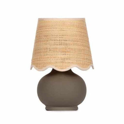 Benton Ceramic Table Lamp with Fabric Shade – 13" Bedside Accent Lamp for Bedroom, Living Room & Nightstand (Taupe) - color: Taupe
