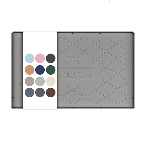 URMONA 16" x 10" Waterproof Silicone Mat in Multiple Sizes & Colors, Under Sink Mat for Kitchen & Bathroom, Pet Food Pad for Dogs & Cats, Kitchen Cabinet Liner, Multi-Purpose for Storage(Beige) - color: Beige, size: 10"W x 16"L