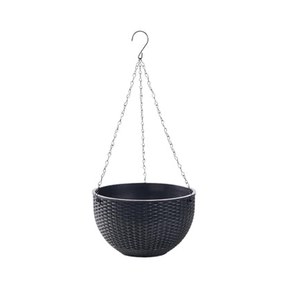 Rattan Styles Hanging Planter, Resin Small Hanging Flower Pot | Kangnice Rattan Styles Hanging Planter, Resin Small Hanging Flower Pot - color: Black