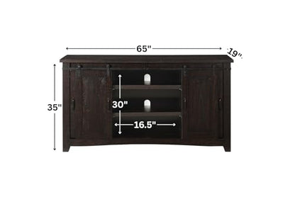 Martin Svensson Home Rustic 65" Wood Entertainment Center, Espresso | Solid Pine, TV Stand, Sliding Doors, Adjustable Shelves & Cable Management, for TVs up to 70" - color: Espresso