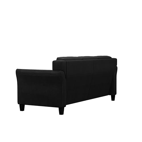 Studio Living Harrington 80.3" Sofa, Transitional Modern, Pocket Coil Comfort, Easy Assembly, Microfiber Fabric, Black - color: Black, size: Sofa
