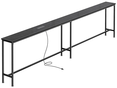 SUPERJARE 102.4 Inch Sofa Table with Power Outlets and USB-C Port,Black | 5.9 Inch Narrow Console Tables, Entryway Hallway Couch Tables with Storage, Behind Sofa, Small Spaces, Living Room - color: Black, size: 7.9''d x 102.4''w x 31.5''h