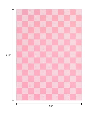 GarveeHome Checkered Pink 8x10 Area Rugs for Living Room Bedroom | Washable Girls Rug for Bedroom Girl Room Dinning Room Nursery Non-Slip Soft Stain Resistant Geometric Rugs TPE Backing - color: Blush Pink, size: 8' x 10' (Rectangular)
