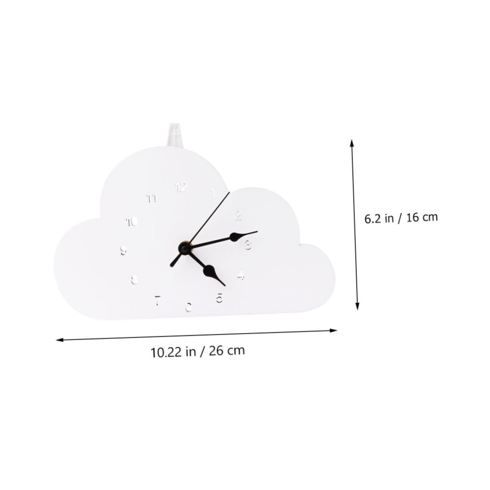 Healifty Nordic-Style Cloud-Shaped Desktop Clock White, Silent Battery-Operated Bedroom and Home Clock for Nightstand and Tabletop Decor