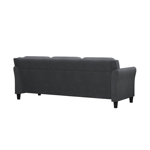 Studio Living Harrington 80.3" Sofa, Transitional Modern, Pocket Coil Comfort, Easy Assembly, Microfiber Fabric, Dark Grey - color: Dark Grey, size: Sofa