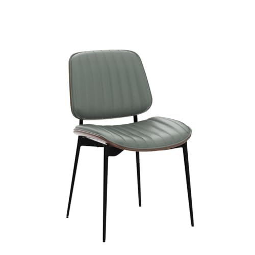 LUNLING Dining Chairs Set of 2 Mid Century Modern Retro Faux Leather Chair with Walnut Bentwood Upholstered Seat Metal Legs Chairs,Adjustable Foot for Kitchen Dining Room Chairs(Green) - color: Green, size: Set of 2
