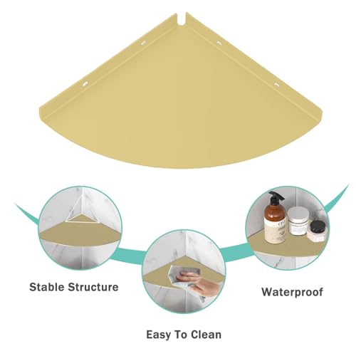 Corner Shelf 304 Stainless Steel Bathroom Shower Shelf Waterproof Wall Mounted Heavy Duty Shower Corner Shelves for Bathroom and Bedroom(Gold, 1 PC) - size: 1PC