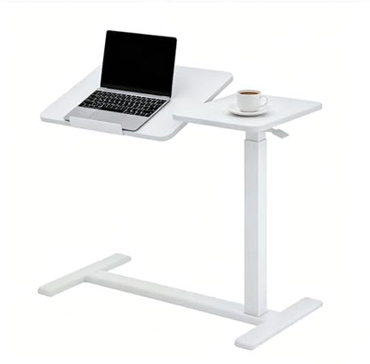 KEIKI Height Adjustable Rolling Laptop Desk, Portable Mobile Standing Workstation with Tiltable Top for Home Office Classroom, Beige - color: Beige