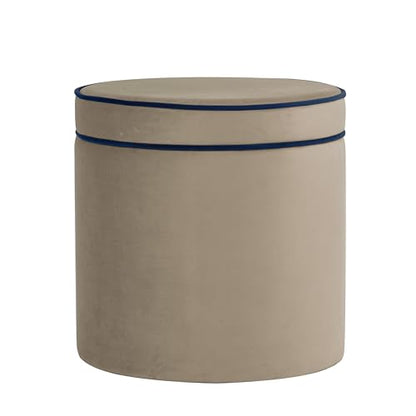 Spatial Order 18" Velvet Storage Ottoman with Lift-Off Lid - Tan Velvet - color: Tan Velvet