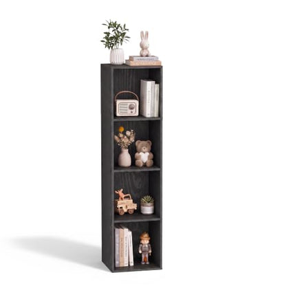 4 Cube Black Book Shelf, Tall Bookcase for Bedroom Home Office Living Room - color: Black, size: 4 Cube