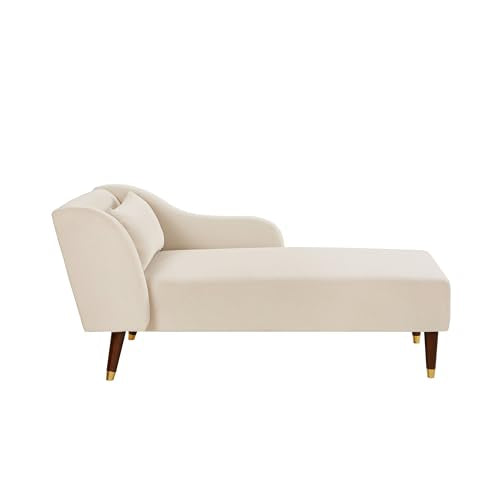 Bellemave Chaise Lounge Indoor, Velvet Upholstered Lounge Chair with Pillow, Solid Wood Legs Modern Chaise Lounge Chair for Living Room Bedroom Office (Beige) - color: Beige