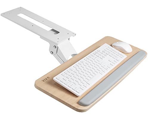 VIVO Light Wood Under Desk 25 x 10 inch Keyboard Tray, MOUNT-KB03C | Adjustable Computer Keyboard and Mouse Platform, Ergonomic Under Table Desk Mount Drawer, Full Swivel - color: Light Wood