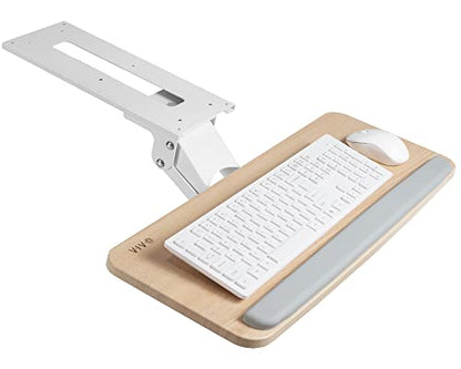VIVO Light Wood Under Desk 25 x 10 inch Keyboard Tray, MOUNT-KB03C | Adjustable Computer Keyboard and Mouse Platform, Ergonomic Under Table Desk Mount Drawer, Full Swivel - color: Light Wood