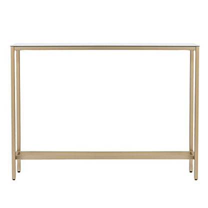 SEI Furniture Darrin Narrow Mini Console Table With Mirrored Top, Transitional Style With Glam Touch Powder-Coated Iron, Gold - size: 36"