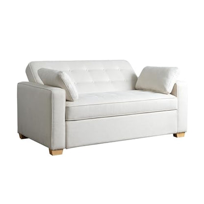 Serta Ainsley 66.5" Convertible Sleeper Loveseat, Full Size, Dreamcoil Comfort, Soft Woven Fabric, Oyster - color: Oyster, size: Full Loveseat