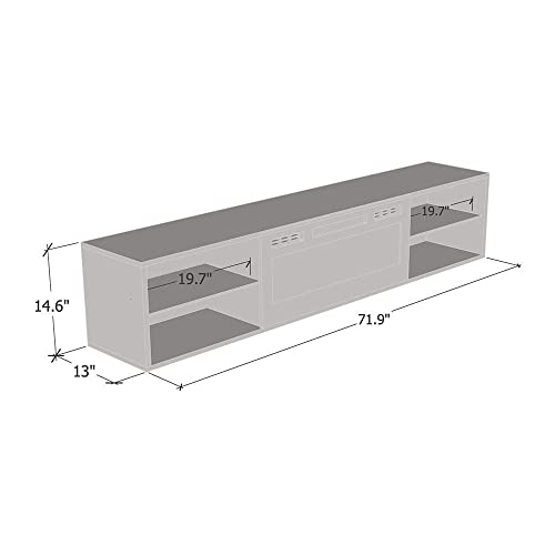 Meble Furniture Lima EF Floating Fireplace TV Stand — Wall Mounted Electric Fireplace Media Console — Matte Finish, 72 inches — Black