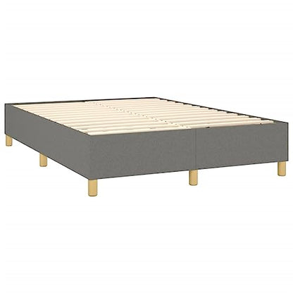 Full Size Bed Frame Upholstered Platform Bed, Dark Gray Polyester Fabric, Modern Low Profile Mattress Foundation with Durable Wood Slats Support - size: Full Bed
