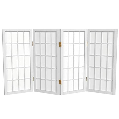 2 ft. Short Desktop Window Pane Shoji Screen - White - 4 Panels - color: White, size: 4 Panel