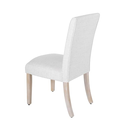 Homepop Scalloped Detail Dining Chair|Upholstered Parsons Dining Chairs |Decorative Home Furniture, Cream Textured Woven (Set of 2) - color: Cream Textured Woven(set of 2), style: Pack of 2