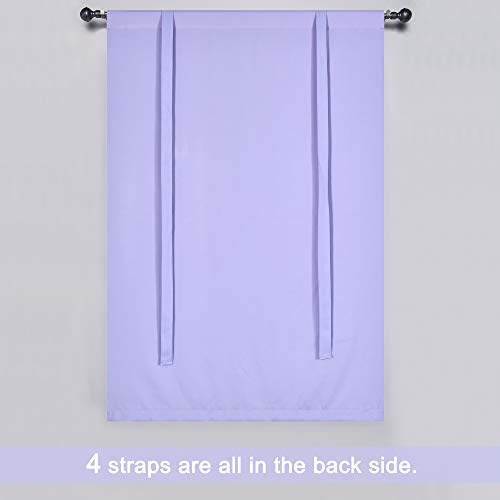 Adjustable Thermal Insulated Solid Blackout Curtain Energy Efficient Tie Up Shades Rod Pocket Panel for Kitchen (Lavender Purple,34W x 54L,One Panel) - color: Lavender, size: 34"W x 54"H