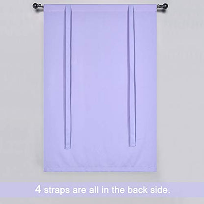 Adjustable Thermal Insulated Solid Blackout Curtain Energy Efficient Tie Up Shades Rod Pocket Panel for Kitchen (Lavender Purple,34W x 54L,One Panel) - color: Lavender, size: 34"W x 54"H