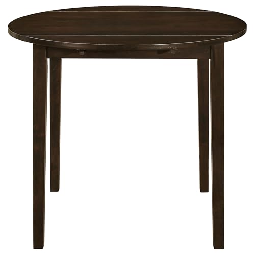 Coaster Home Furnishings 3-Piece Round Wood Dining Room Set Drop Leaf Extension Table Ladder Back Side Chairs Upholstered Seat Cushions Cappuccino and Tan 130005