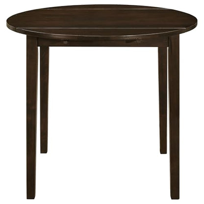 Coaster Home Furnishings 3-Piece Round Wood Dining Room Set Drop Leaf Extension Table Ladder Back Side Chairs Upholstered Seat Cushions Cappuccino and Tan 130005