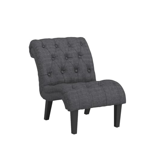 Tufted Upholstered Accent Chair for Living Room Bedroom Lounge Chair Armless Linen Slipper Chair with Wood Legs Gray - color: Grey, size: 1 Chair